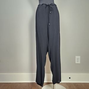 EILEEN FISHER black silk drawstring waist pants